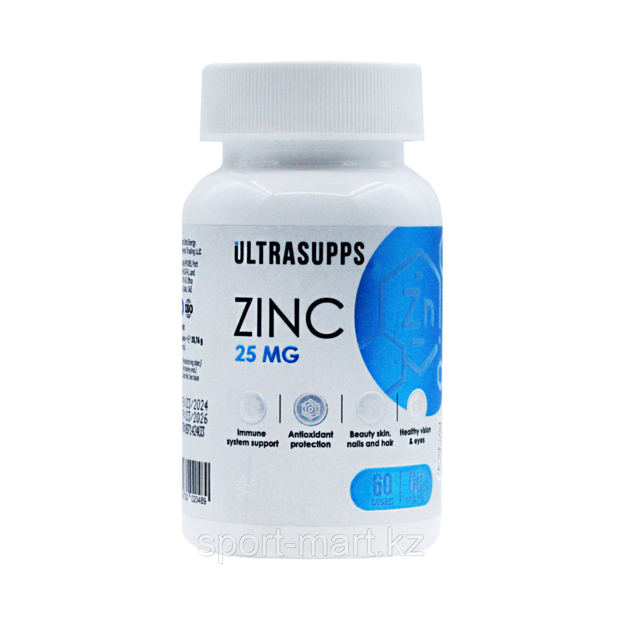 Цинк цитрат Ultrasupps Zinc citrate 25 мг 60 капсул, фото 1