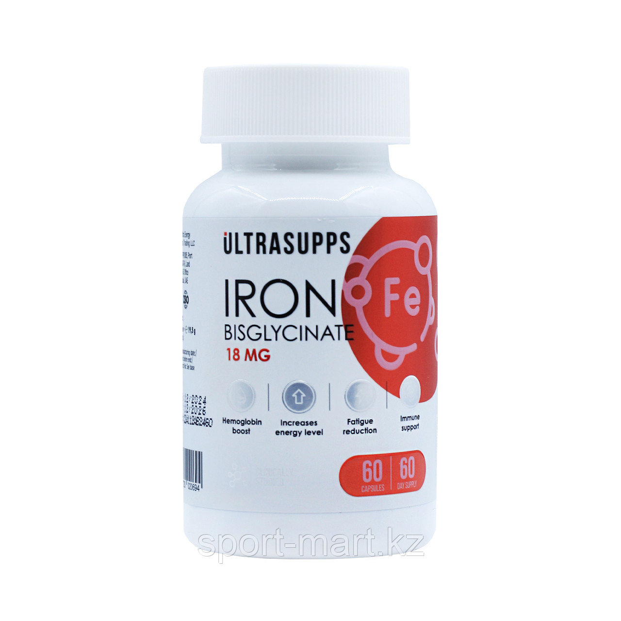 Железо Ultrasupps Iron bisglycinate 20 мг 60 таблеток, фото 1