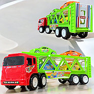 6832 Трейлер +4 машинки цветной 35х14см, фото 3