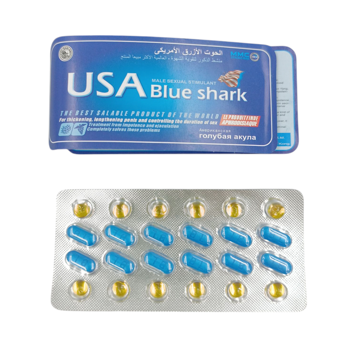 Возбуждающее средство для мужчин USA Blue Shark (12 таблеток + 12 витаминов)