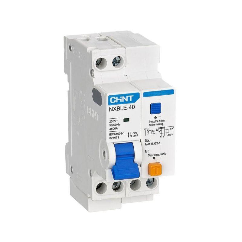 Дифференциальный автомат CHINT NXBLE-40 1P+N 10А C 30mA эектронный тип AC 4 5kA 821074