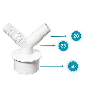 Переходник двойной д/слив шланга и посуд. машины 20/23х50 мм, фото 1