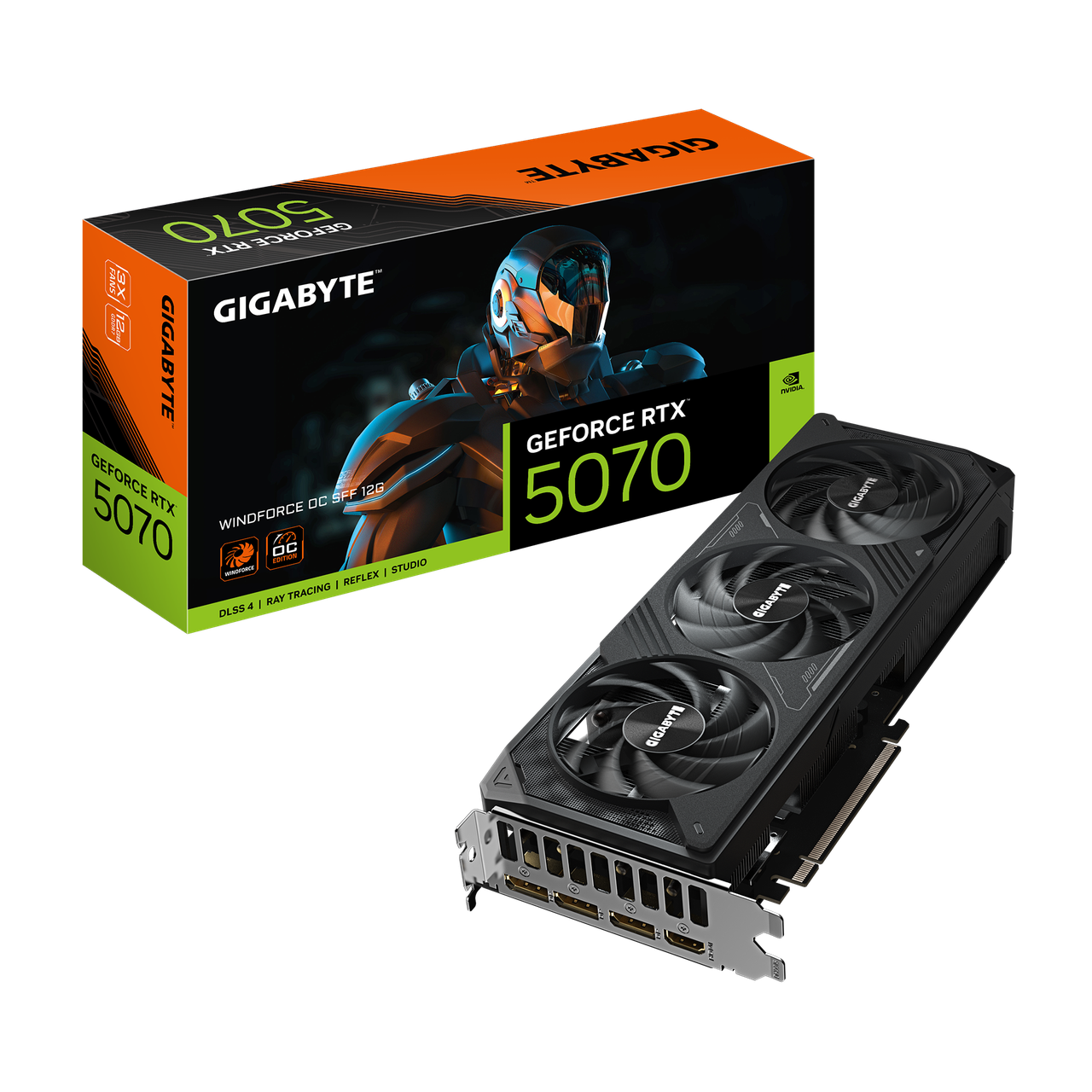 Видеокарта Gigabyte (GV-N5070WF3OC-12GD) RTX5070 WINDFORCE OC 12G, фото 1