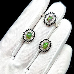 Комплект с натуральным Черным Опалом