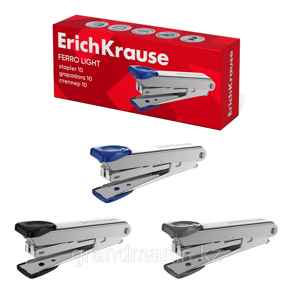 Степлер Erich Krause №10 до 15л., металлический корпус, фото 1