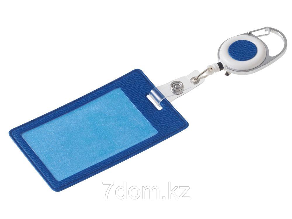 Бейдж с рулеткой-карабин Favor, синий, фото 1