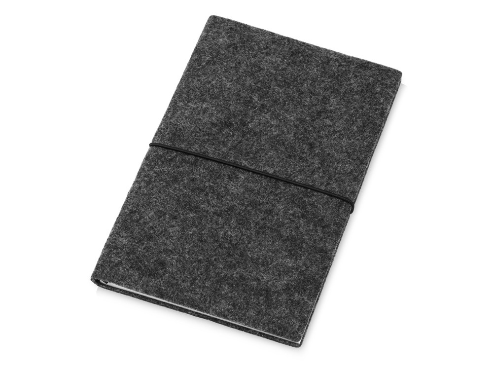 Блокнот из RPET-фетра А5 Felt, гибкая обложка, 80 листов 70 гр/м2 белой бумаги, темно-серый, фото 1