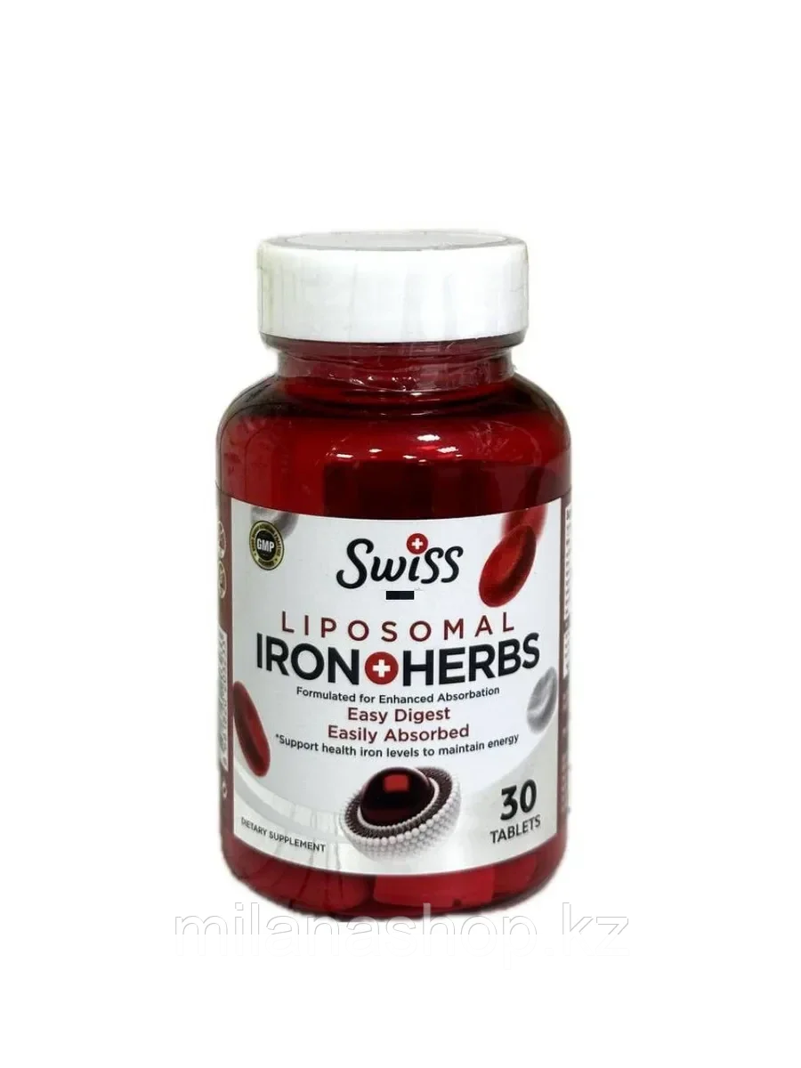 Swiss Liposomal Iron+Herbs - Липосомальное железо 30 табл, фото 1