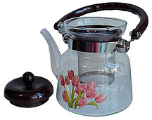 Заварочный стеклянный чайник для чая и кофе 900 ml (Cofee and tea), заварной чайник, чайник для плиты