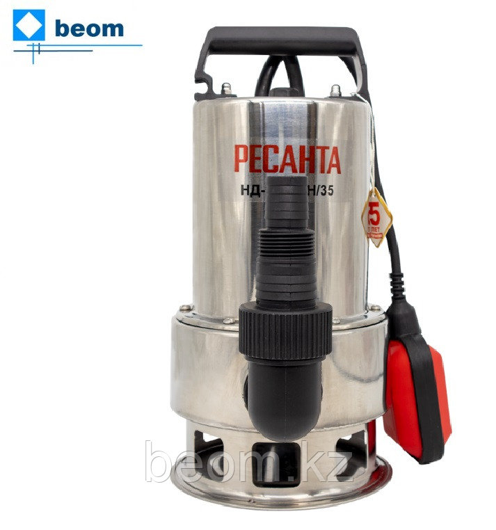 Дренажный насос Ресанта НД-15500Н/35 (1100Вт | макс напор 10м | 15500л/чаc | грязная вода | диаметр час – 35мм, 1.5“| нерж. сталь), фото 1