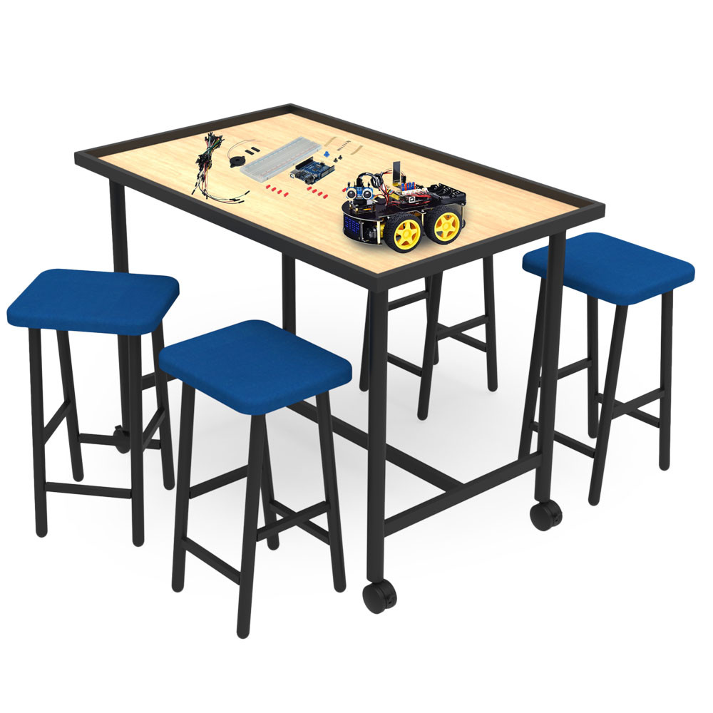 Комплект мебели для учебных и креативных пространств – High Edge Senior Table с мягкими табуретами, фото 1