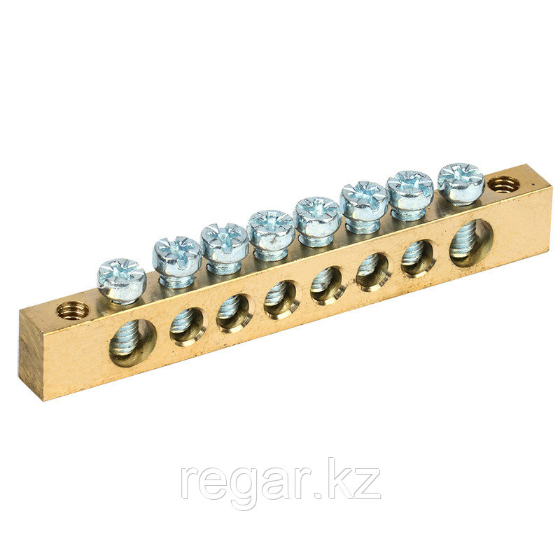 Шина PEN «земля-ноль» 6х9мм 8/2 (8 групп/крепеж по краям) REXANT, фото 1