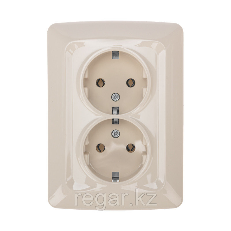 DEA Розетка 2-ая керамика с/з с/у 16А Беж KRANZ, фото 1