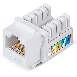 Модуль Keystone Jack RJ-45(8P8C), UTP неэкранированный, CAT 6, тип 90 градусов, белый REXANT PRO