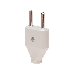 Вилка прямая без з/к 6А плоская белая REXANT