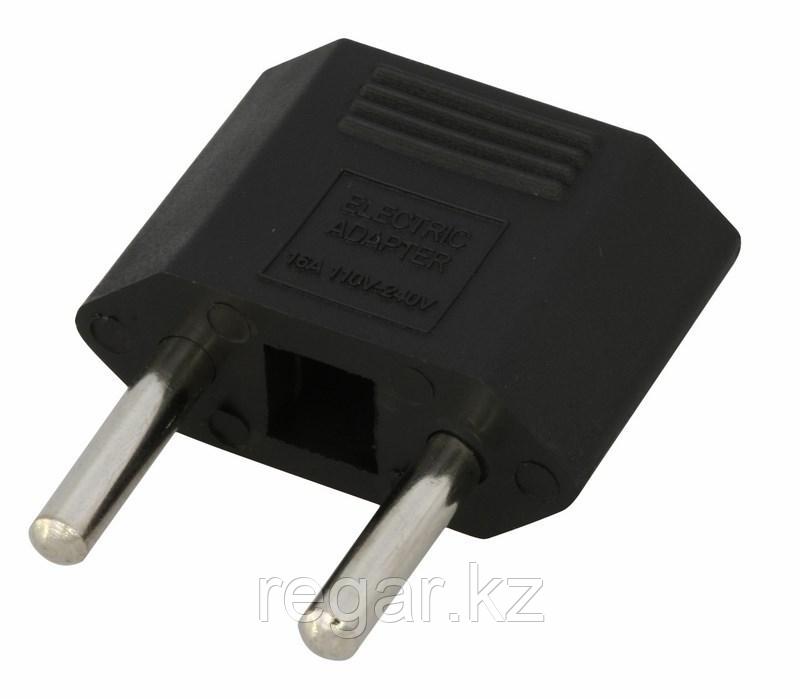Адаптер сетевой (переходник) с Евро А/F на тонкую вилку С1 плоский «Тефаль» 6А б/з черный REXANT, фото 1