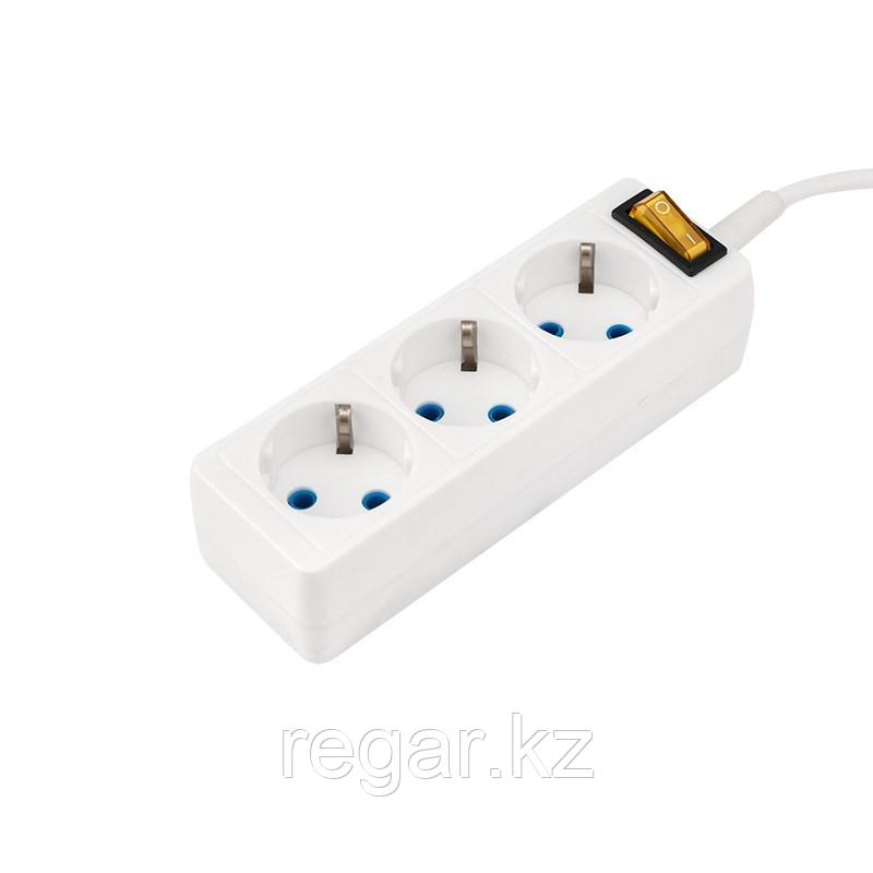 Удлинитель PREMIUM 3 гнезда, 1,5м, 3х0,75мм², с/з, с кнопкой, белый PROconnect, фото 1