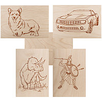 Доски для выжигания «Набор №2» (воин, динозавр, собака, машина, без рисунка), 148х210мм (А5), 5 шт., пакет