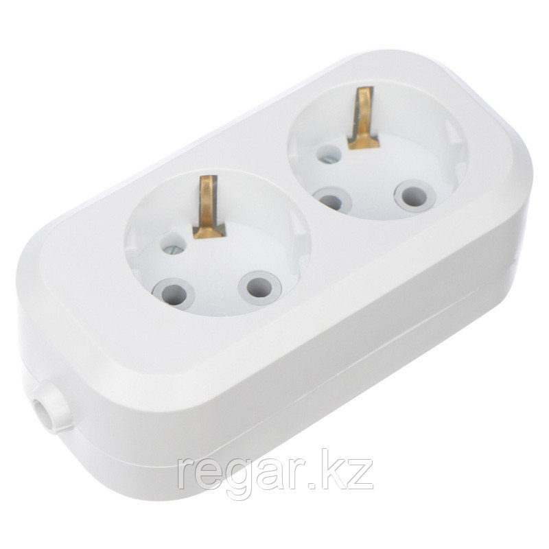 Колодка 2 гнезда с заземлением REXANT, фото 1