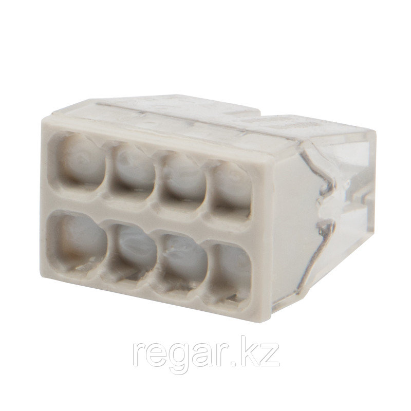 Экспресс-клемма с пастой REXANT СМК 2273-248, 8-проводная 0.5-2.5 мм², прозрачная (50 шт./уп.), фото 1