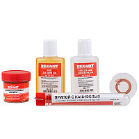 Набор К1 для пайки, универсальный (припой, флюс ПК, флюс СКФ, канифоль, медная оплетка) REXANT