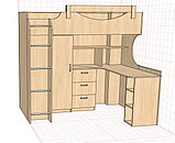 Кровать 2ярусная со столом и шкафом внизу, фото 4