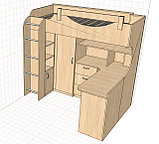 Кровать 2ярусная со столом и шкафом внизу, фото 5