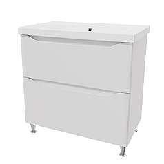 Тумба на ножках "Севилья-80" в комплекте с умывальником "Sava-80" белый глянец