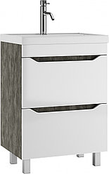 Тумба под умывальник "Радуга 60 Ева"  с двумя ящиками В2 Бетон Айсберг