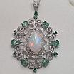 Кулон 14,95 гр, серебро 925 проба ,Опал, Изумруды 8,55кт, Бриллианты 2,1кт, фото 8