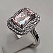 Кольцо серебро 925 проба,5,45гр, Кунцит 3,8кт, бриллианты 0,45кт, размер 18,5, фото 2