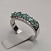 Кольцо серебро 925 проба, 3,54гр, Изумруд 0,8кт, бриллианты 0,1 кт, размер 18,0, фото 4