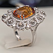 Кольцо серебро 925 проба, 11,7гр,Цитрин 6,25кт,бриллианты 2,35кт, размер 18,5, фото 2