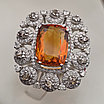 Кольцо серебро 925 проба, 11,7гр,Цитрин 6,25кт,бриллианты 2,35кт, размер 18,5, фото 7