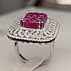 Кольцо серебро 925 проба, 11,85гр,Рубин 7,35, бриллианты 1,35кт, размер 18,5, фото 4