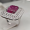 Кольцо серебро 925 проба, 11,85гр,Рубин 7,35, бриллианты 1,35кт, размер 18,5, фото 3