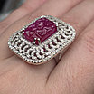 Кольцо серебро 925 проба, 11,85гр,Рубин 7,35, бриллианты 1,35кт, размер 18,5, фото 5