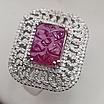 Кольцо серебро 925 проба, 11,85гр,Рубин 7,35, бриллианты 1,35кт, размер 18,5, фото 6