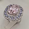 Кольцо серебро 925 проба, 9,6гр Танзанит, Кунцит 13,5кт, бриллианты 0,7т, размер 18,5, фото 2