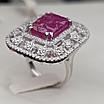 Кольцо серебро 925 проба, 11,03гр, Рубин 13,55кт, бриллианты 1,35т, размер 18,5, фото 2
