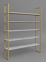 Стеллаж напольный для магазинов одежды Racks.kz, золотой/белый