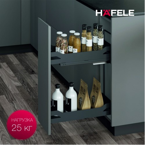 Выдвижная 2-уровневая кухонная корзина, 150мм, 114х480х580мм, фото 1