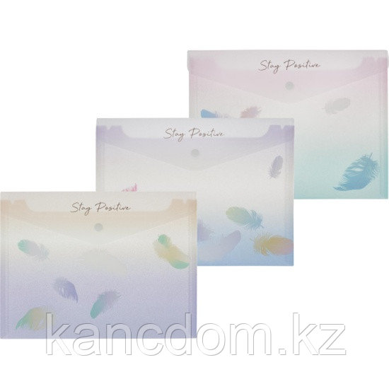 Папка на кнопке А4 "Colorful feathers" JL-D0027
