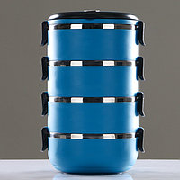 Ланч бокс Доляна «Доляна», 2 л, 14×26 см, сохраняет тепло 3 ч, нержавеющая сталь, синий