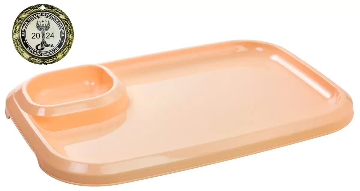 Блюдо для шашлыка с соусницей Интерм, бежевое, фото 1