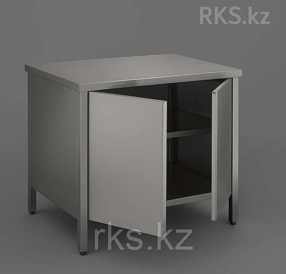 Стол производственный из нержавеющей стали с распашными дверцами и полкой внутри,RKS