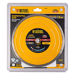 Диск алмазный отрезной 230 х 22,2 мм, сплошной, супертонкий, горячий пресс, мокрое резание// Denzel