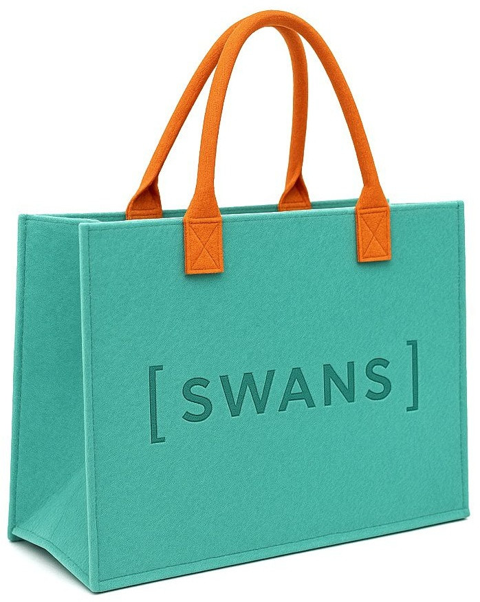 Сумка шоппер SWANS фетр черный, бирюзовый, фото 1