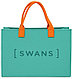Сумка шоппер SWANS фетр черный, бирюзовый, фото 3