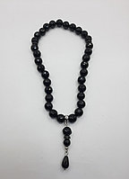 Четки из черного гранёного агата, 33 бусины